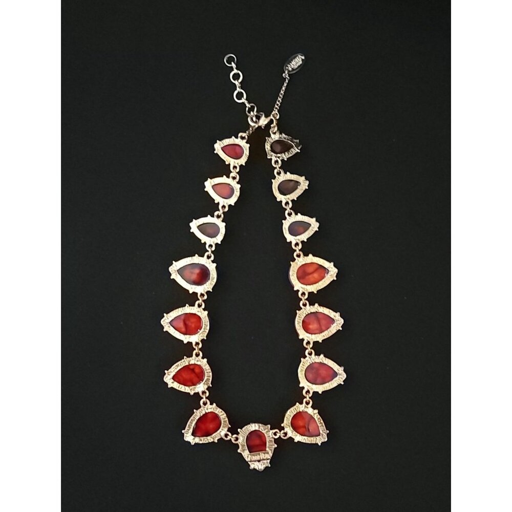 Amrita Singh Gold-Plated Necklace  Orange Resin Teardrop Shaped Faux Stones - Picture 3 of 7